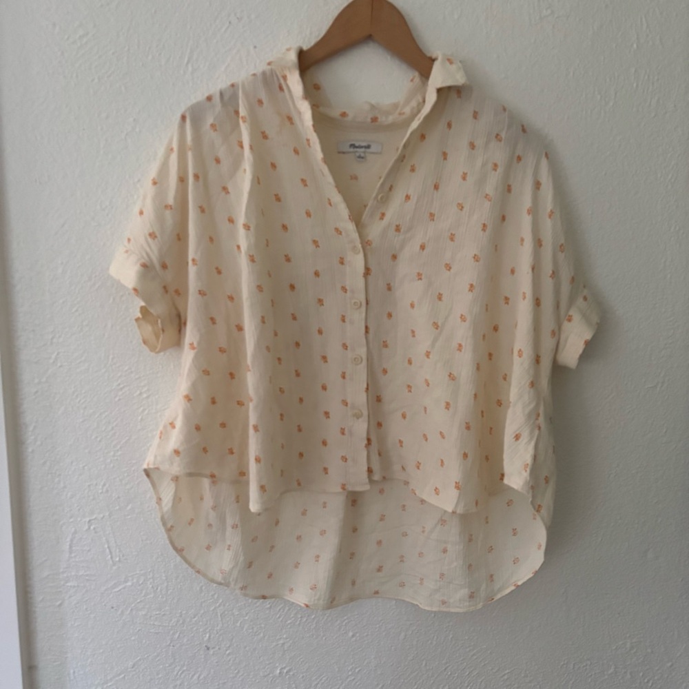 Madewell Hilltop Shirt in Mini Oranges Size L